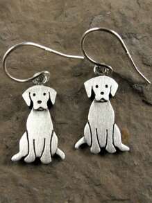 1 Pair Retro Bohemian Style Labrador Dog Shaped Earrings, Gift Jewelry Suitable For Women/Dog Lovers Daily Wear