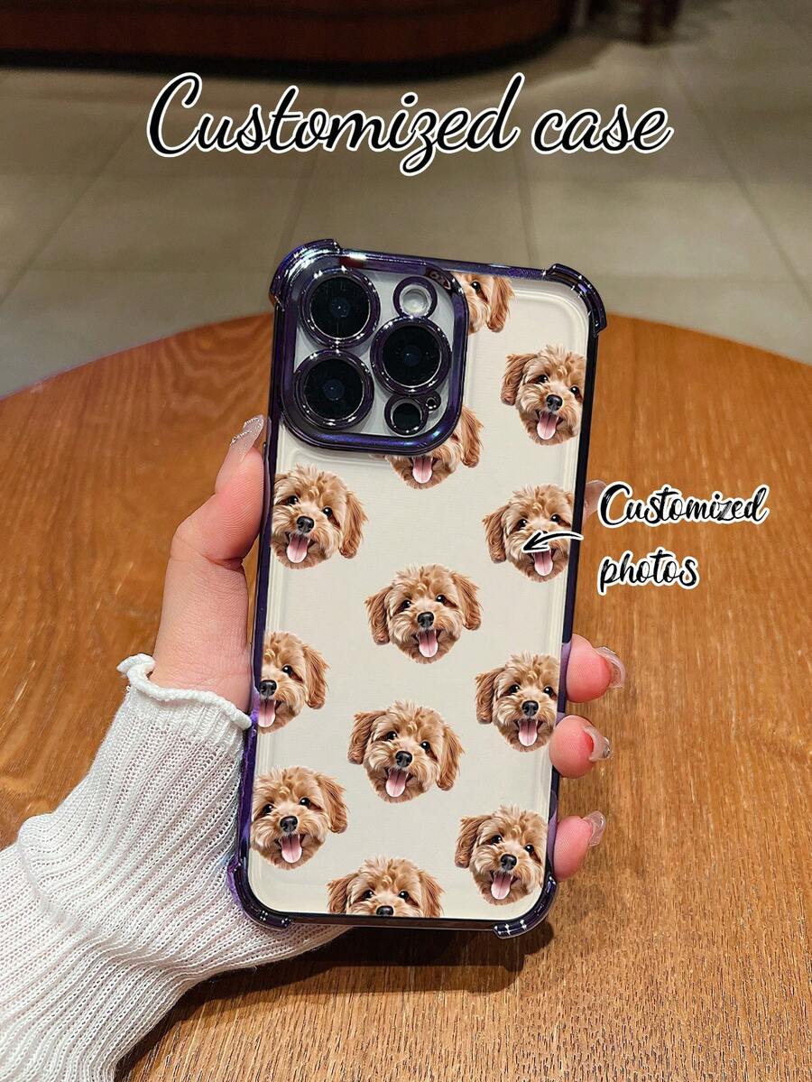 1pc Customized High-Definition UV Printed Pet Portrait Phone Case, Thick 4-Corner Air Cushion Anti-Drop Compatible With IPhone 17 Pro Max/16 Pro Max/16 Pro/15 Pro Max/14 Pro Max/13 Pro Max/A12/A13/A14/A15/A52/A54/A55, S23 Ultra/S24 Ultra, Compatible With Redmi,International Version, Not The Domestic Version - Purple - View 1