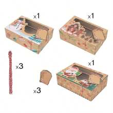 3/6/9/12PCS Christmas Gift Box Set With A PVC Transparent Window, Rectangular Storage Box For Cookies And Candies, Made Of Kraft Paper, Featuring A Gingerbread House Design, Perfect For Holiday Party Favors And Home Decor Storage Christmas Christmas Decorations Christmas Pajamas Christmas Gifts Christmas Decor