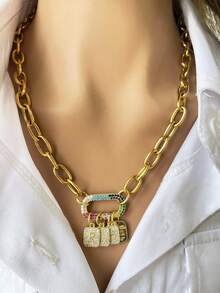 1条 STYLEVER 金色字母项链，A-Z 字母项链，寓意深刻，适合庆祝场合，不锈钢链 - 金黃色 - 查看 2