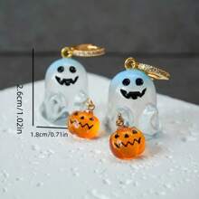 1 Pair Charming Halloween Pumpkin Hoop Earrings - Cute Resin Jewelry For Women, Suitable For Parties And Gifts