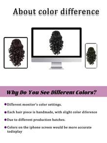 假发爪夹短马尾罗马卷自然仿真化纤合成波浪马尾外贸假发爪夹1个发饰时尚发夹优雅发爪秋季发夹时尚发爪冬季度假装扮女士夏季海滩 - 彩色 - 查看 7