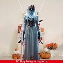 1 pezzo Decorazione di Ognissanti 2D di una sposa scheletro orrore, decorazione per atmosfera orrore di Ognissanti, adatta per porte e cortili, decorazione appesa di scheletri e fantasmi - Multicolore - Visualizzare 4
