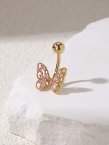 1 件休闲可爱蝴蝶锆石肚脐环，适合女士，穿孔身体首饰派对 - 蝴蝶型 - 查看 17