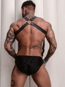 1 Piece Punk Style Street Bundle Belt Black PU Leather Hollow Out Back Strap Design Nightclub Party Festival Performance Men's Fashion Accessories For Going Out Outfit Wedding Party And For Gift Halloween Accessories, Halloween Costumes Autumn-Winter Accessories Halloween Costume,Suitable For Teens, Youth,Men,Casual, Outdoor, Athletic, Vacation, Graduation Gifts, Birthday, Daily Wear