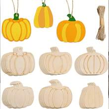 1 Stück unfertige Holz-Kürbis Hängedekoration für Halloween Party Dekoration
