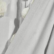 LUSH DECOR Boho Pom Pom Tassel Linen Window Curtain Panel Navy Single 52X84 Halloween-Fall Decor-Room Decor - Light Gray - 查看 6