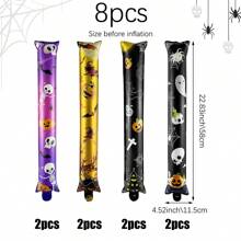 4 Stücke/8 Stücke Halloween Fledermaus Ballon Set, enthält 12 Stücke/Set Fledermaus Aufkleber, Schädel, Fledermaus, Kürbis, Hexe, Spinne Geist Muster, geeignet für gruselige Halloween Nacht Party Dekoration, Trick or Treat Party Dekoration, Halloween Dekoration, Geburtstags Party Dekoration