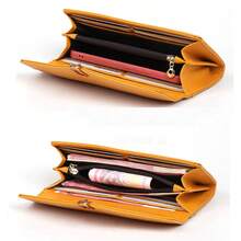 New Arrival Women's Long Wallet, European And American Large Capacity Elegant Clutch Purse, Minimalist Bifold Flap Button Card Holder - Multicolor - View 5
