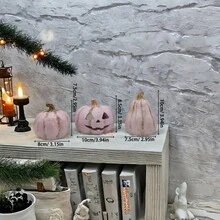 1pc Pink Pumpkin Decoration, Resin Simulated Aquarium Pumpkin Landscape Hideout, Pastoral Reptile Pumpkin Ornament Home Decor Halloween Decor Room Decor Halloween - Multicolor - View 3