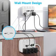 14-In-1 Desktop Charging Station - Surge Protector With USB-C Ports, 4 Outlets And 6 USB(3 USB-C), 5ft Extension Cord, Wall-Mounted, Multiple Outlets For Home And Office Dorm, Kitchen, Overload Protection - 查看 5