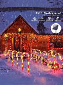 1 Solar Christmas Candy Stick Light. This Is An Outdoor Waterproof Solar-Powered LED Christmas Candy Stick Decorative Light With 8 Lighting Modes. It Is Suitable For Christmas Tree Decoration, Christmas Scene Gardens, Corridors, Patios, Backyards, Lawns, Courtyards, Fences, Sidewalks, Steps, And Decorations In Outdoor Environments. - Candy Cane - View 4