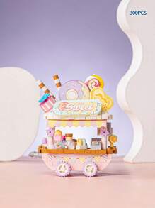 LOZ 冰淇淋车积木，小颗粒DIY组装玩具，食品车模型装饰，果汁摊积木套装，创意节日生日礼物，圣诞礼物，万圣节礼物