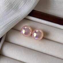 1 Đôi bông tai đính ngọc trai hồng hình nàng tiên cá, phong cách tối giản thanh lịch ngọt ngào, bông tai nhỏ nhắn đa năng phong cách Hàn Quốc - Hồng - Xem 3