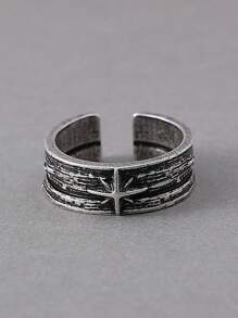 1pc Vintage Starry Night Men's Adjustable Open Ring, Silver Punk Gothic Style Handmade Neutral Jewelry Gift
