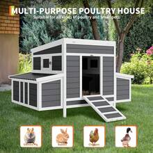 mteryoing Home Wooden Chicken Co Op, 54.41" X 34.49" X 34.05" Chicken Co Op For 4-6 Chickens, With 2 Sides Large Nesting Boxes, Outdoor Poultry Cage Rabbit Cage With Ramps & Tray - 54.41" X 34.49" X 34.05" - View 6