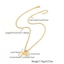 1pc New Fashion Cross Pave Zirconia Block Initial Pendants Golden Stainless Steel Twist Chain Necklace For Men - Yellow Gold - View 2