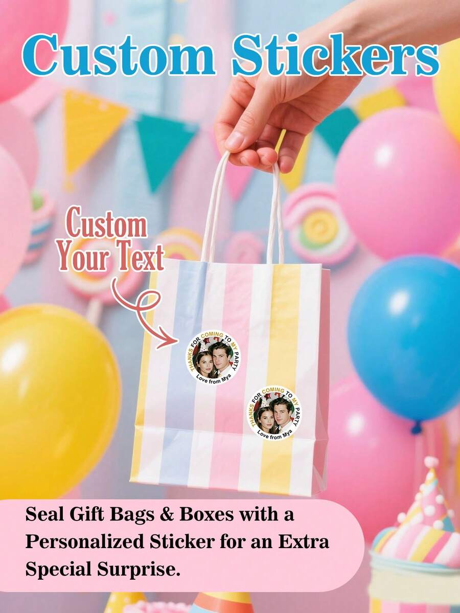 1set/15pcs Custom Birthday Party Favor Labels,Birthday Party Favor Stickers, Personalized Waterproof Vinyl Decal, Scrapbooks, Gift Wrapping, Unique Party Favors For Mom, Family Brunch, Heartfelt Gift For Graduate - Style 9 - View 1