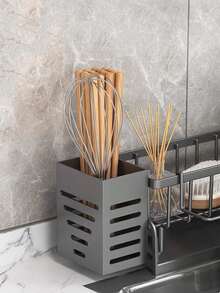1 soporte para esponja de fregadero de cocina gris/negro, multifuncional, organizador de almacenamiento para cepillos y fregadores.