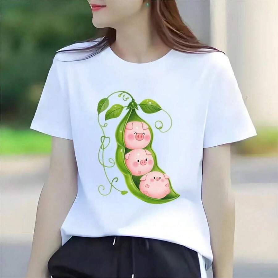 Cute Kawaiis Y2k Graphic Women Casual Short SLEEs Ve T-Shirt Round Neck Judy Hopps Zootopias Polices Bunny Print Summer Spring - trắng - Xem 1