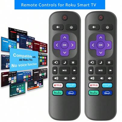 2 paquetes de controles remotos de repuesto para TV inteligente Roku, control remoto por infrarrojos para Hisense/Sharp/Onn/Element/Insignia Roku TV (no compatible con Roku Stick, Box o Speaker)