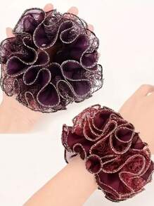 1 件女士缎面发圈、优质发带、马尾辫固定发饰、马尾辫固定器、发圈、发橡皮筋、发绳、发饰