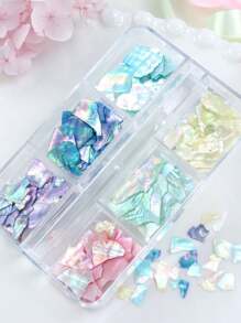 6 Cores/Caixa Fatias de Conchas de Sereia Aurora Aurora, Glitter Lantejoulas, Flocos Irregulares Cintilantes, Material de Enchimento para Molde de Resina Epóxi, Suprimentos de Fabricação de Joias DIY