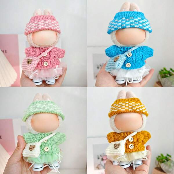 6.69-Inch Doll Clothes, Compatible With Labubu,1sets Of Decoration - Fashionable Hat And Sweater And Skirt And Shoulder Bag Set, Suitable For 6.69-Inch Dolls, Cute BuLabu Accessories, For Play And Display (Shoes And Dolls Not Included)