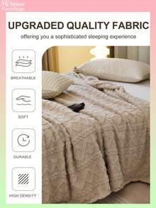 1 件卡其色塔夫绸荷叶边超柔软传统法兰绒珊瑚绒毛毯，适用于沙发、办公室、卧室、旅行和露营，四季皆宜 - 卡其色 - 查看 6