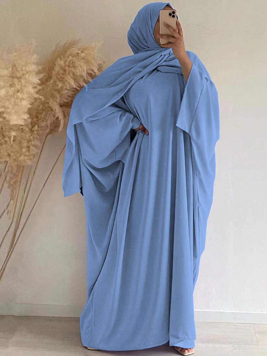 1 件柔软 Hijab Khimar 连衣裙，高品质 穆斯林女性祈祷头巾，伊斯兰服装 Khimar，经典百搭设计，带侧系带，适合任何 Abaya - 彩色 - 查看 1