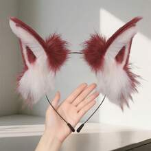 Halloween Fox Ears Headband Fake Fur Fox Costume Hair Accessories For Cosplay  Party - Rượu vang đỏ và trắng - Xem 5