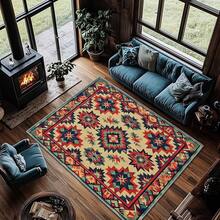 3x5 Rugs, 2x3 Rug, Southwestern Rustic Area Rug, Colorful Geometric Door, Washable & Non - Slip Small Carpet, Home Decor - Đỏ Nâu Xanh - Xem 2