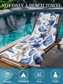 1 件印花沙滩巾，蓝色贝壳和海星游泳巾，浴巾，时尚款式沙滩巾，超强吸水浴室浴巾，游泳、健身、瑜伽，柔软舒适的超细纤维毛巾，轻便便携，防风防晒，假期浴室装饰，可选带或不带储物袋， - 彩色 - 查看 9