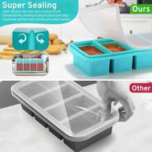 Silicone Freezer Tray With Lid - 1 Cup Silicone Food Tray - Large Ice Cube Freezer Molds - Soup, Sauce, Leftovers, Homemade Meal Prep Freezing Kitchen Storage Containers - Aqua - 1-Pack,9830787 - 藍色 - 查看 6