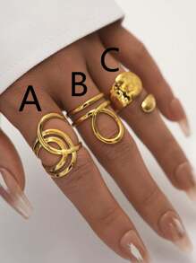 Set de 3 piezas/1 pieza de anillos de acero inoxidable chapados en oro de 18k para mujeres, joyería que se puede apilar, adecuada para uso diario