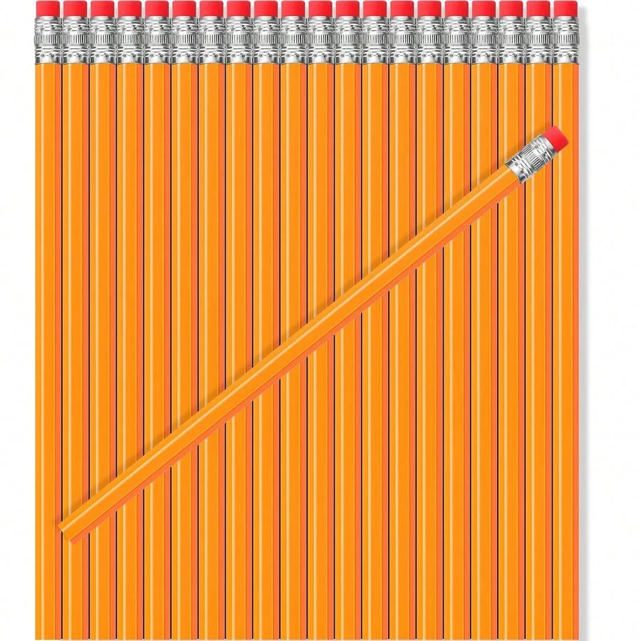 120 Pcs #2 HB Pencils With Eraser No 2 Unsharpened Wooden Hexagonal Pencils For Adults Gifts For School Exam Art Learning Office Sketching (Black) - 黃色 - 查看 1