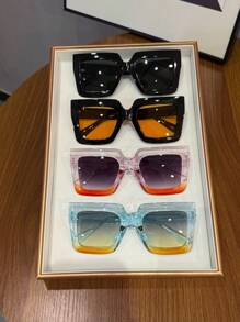 4 件装女士时尚大框方形眼镜 方形墨镜