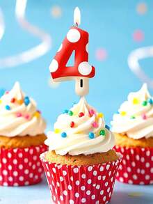 Red Cartoon Mushroom Themed 0-9 Number Birthday Party Cake Decorative Candles - Multicolor - View 2