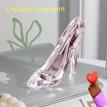 2 件 3D 亚克力高跟鞋装饰 - 透明和粉色迷你鞋柜，适合女士/女孩的可爱桌面装饰，生日/婚礼、新娘送礼会、女士家居装饰的精美礼物，收纳整理器，旅行必需品，返校宿舍收纳秋季装饰