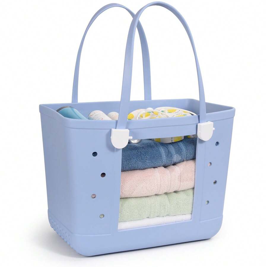 Beach Bag, Waterproof Beach Tote, Rubber XL Tote Bag, Washable And Durable Open Handbag For Boat Pool Sports - 黃色 - 查看 1