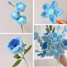 Blue Pipe Cleaner Set -250/500pcs, Thick Chenille Stems For Arts & Crafts, Perfect For Making Animals, Flowers, And Festive Decorations,Pipe Cleaners For Flowers, Craft Supplies Kit, Ideas For Art Project Activity. - Blue - View 5