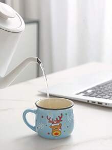 1/4 件 150 毫升圣诞陶瓷杯家居烘焙卡通圣诞老人慕斯杯圣诞慕斯咖啡杯适用于办公室圣诞节礼物送给朋友家人早餐杯 - 彩色 - 查看 7