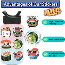 50张可爱卡通三文鱼寿司涂鸦贴纸，适用于自行车、手部、记事本、铅笔盒、剪贴簿等，趣味贴纸，笔记本电脑贴纸，Kindle手机贴纸 - 50PCS - 查看 9