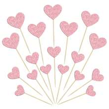 15/30 件闪光心形纸杯蛋糕装饰甜蜜爱情主题心形蛋糕挑选装饰婚礼订婚新娘送礼会生日情人节派对装饰