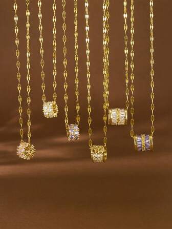 1pc Elegant Women's Jewelry Titanium Steel Waist Pendant Necklace, Versatile Fashion Luxury Rhinestone Inlaid Clavicle Chain, Non-Fading