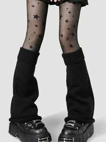 1双Y2K风格阔腿腿套，慵懒少女风，纯白色过膝腿套，柔软棉质，优雅舒适，休闲百搭，适合春夏穿着，日式花卉刺绣 - 彩色 - 查看 7