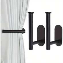 Conjunto de 2 prendedores de cortina adesivos sem furos - Suportes modernos em aço inoxidável para varão, prendedores de cortina para parede, ideais para sala de estar, quarto ou escritório, acabamento branco/dourado/preto, design minimalista e duráveis. - Multicolorido - Ver 1