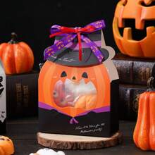 10个万圣节跨境新款糖果礼袋，万圣节南瓜派对包装盒二合一装饰收纳，适合万圣节氛围的节日主题图案，派对糖果/小礼物包装必备，轻巧便携，适合讨糖活动 - 彩色 - 查看 2