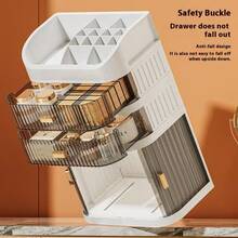 1 Set High-End Makeup Storage Box, Sliding Drawer Vanity Organizer, Multi-Layer Large Capacity Dust-Proof Makeup Case, Suitable For Bathroom, Vanity, Lipstick, Skincare, Makeup Brushes, Facial Cleanser, Face Mask Storage