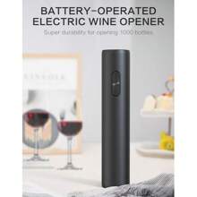 Apribottiglie per vino, ideale per feste e appassionati di vino - regalo gadget da cucina, cavatappi e decanter facili da usare, a batteria (batterie non incluse). Disponibile in versione set e singola. Il set include: apribottiglie, tagliatore di stagnola, versatore, tappo a vuoto estraibile, base di stoccaggio.